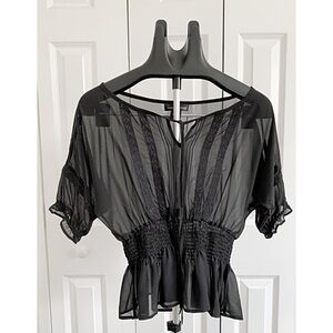 ISABELLA RODRIGUEZ Sx Black Chiffon Peasant Boho Blouse